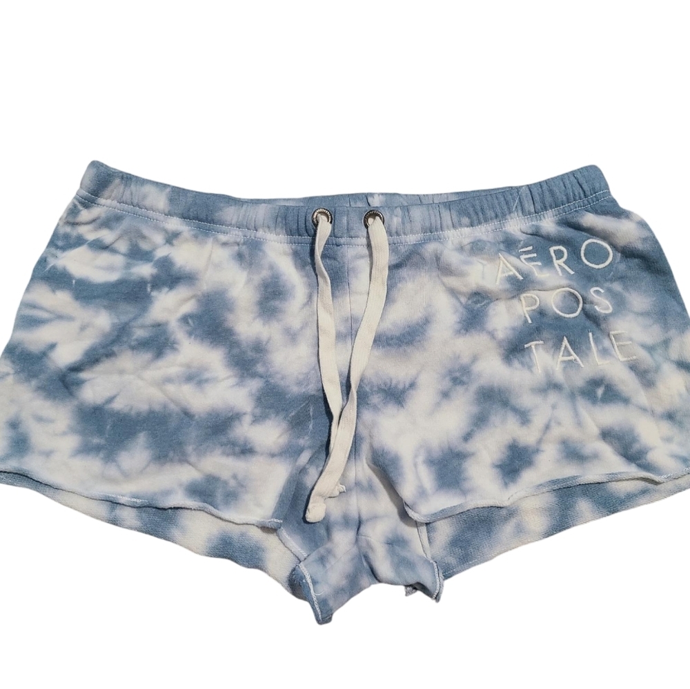 AEROPOSTALE Blue & white tie dye shorts L